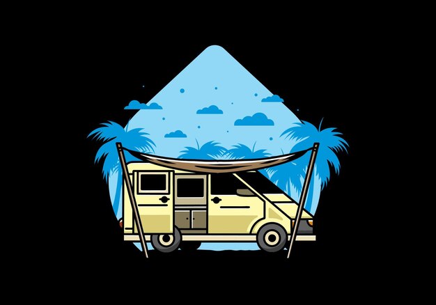 Van camper and flysheet illustration design