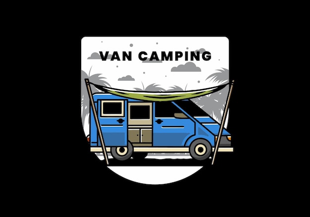 Van camper and flysheet illustration design