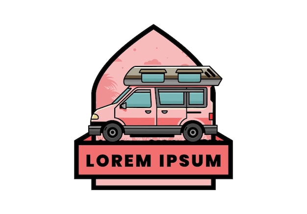 Van camper illustratie badge ontwerp