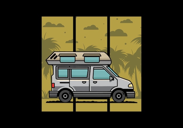 Vector van camper illustratie badge ontwerp