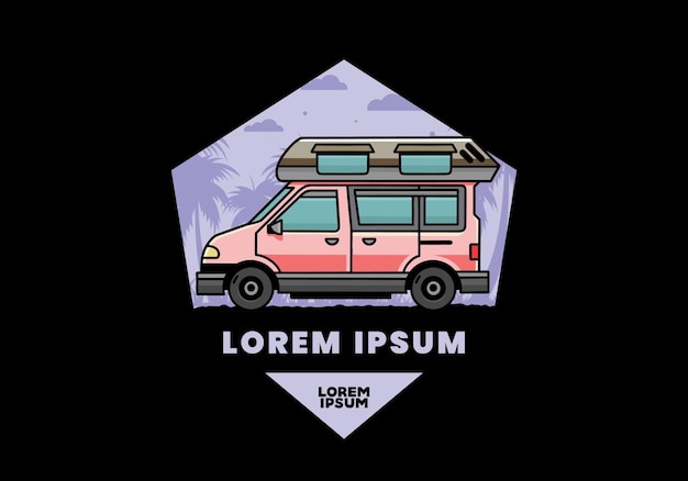 Van camper illustratie badge ontwerp