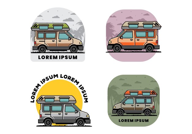 Vector van camper illustration badge design