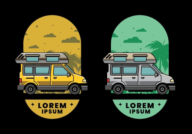 Vector van camper illustration badge design