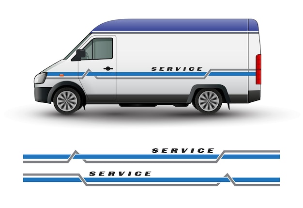 Вектор Наклейка с векторными полосами на кузов фургона наклейка с векторной наклейкой на обе части автомобиля