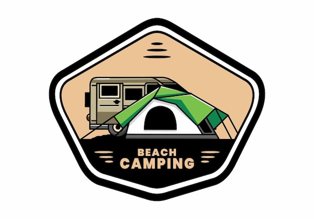 Van car and camping tent illustration design