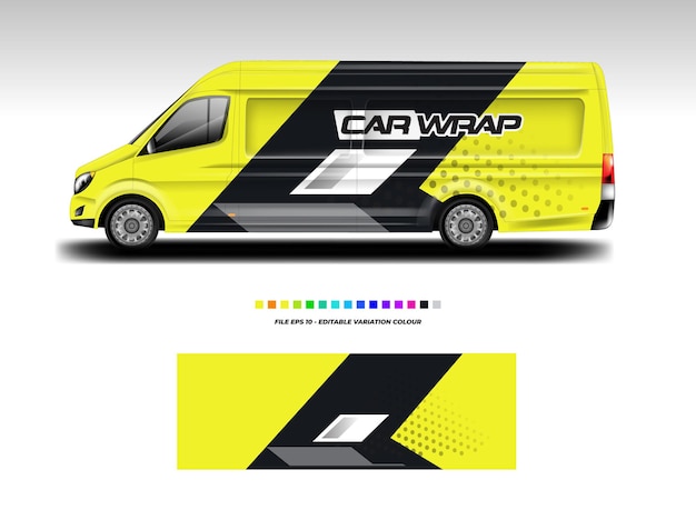 Van car wrap design vettore