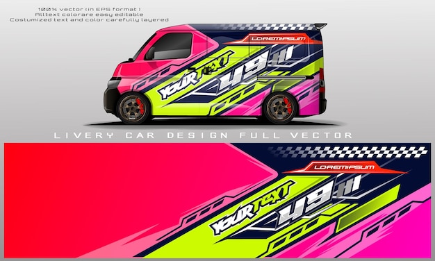 van decal design vector. Graphic abstract stripe racing background kit designs for wrap vehicle