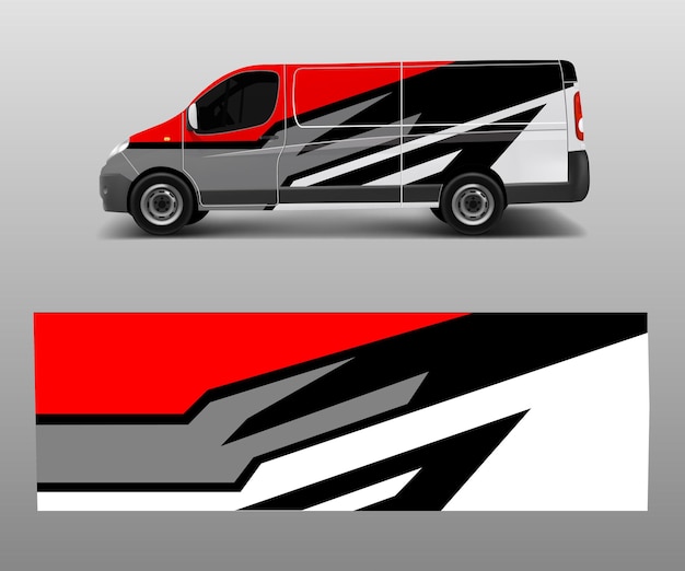 Вектор дизайна обертывания фургона для брендинга компании Графическая обертка и вектор шаблона наклейки