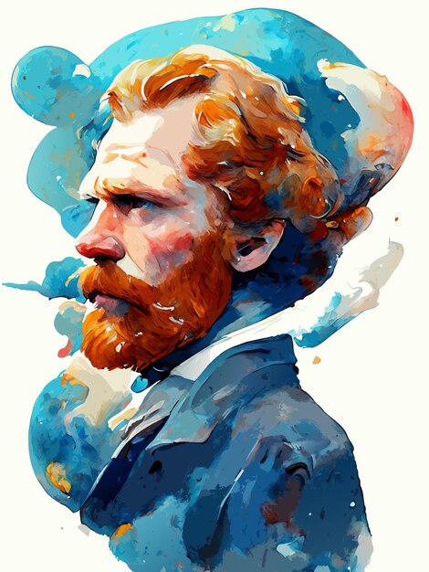 Van Gogh Portret Illustratie in aquarelstijl