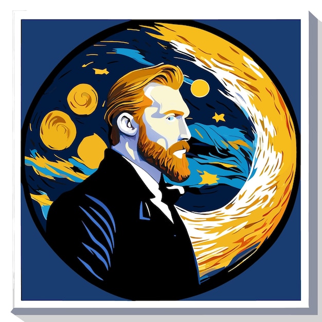 van gogh schilderij vectorillustratie plat