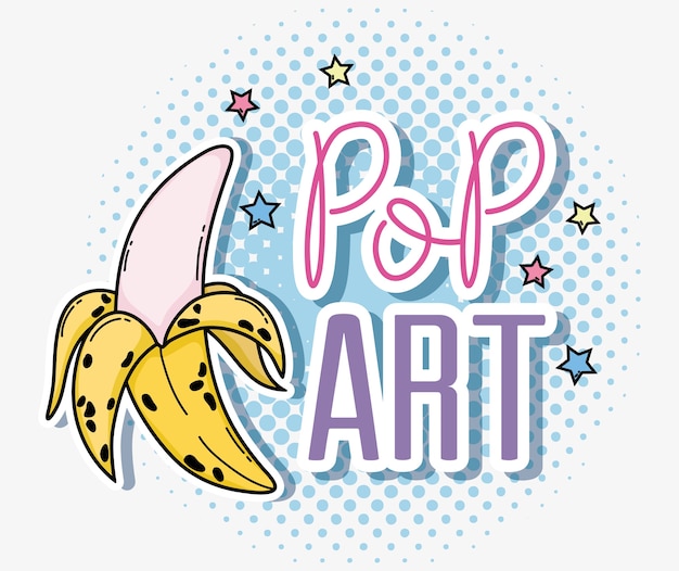 Van het het fruit leuk beeldverhaal van het pop-artbananen vector de illustratie grafisch ontwerp