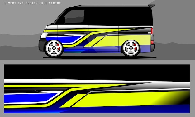 графический вектор ливреи фургона. абстрактный дизайн фона в стиле гранж для автомобильной виниловой пленки и автомобильного брендинга