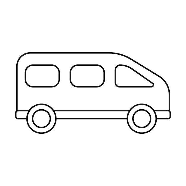 van outline illustration on white background doodle