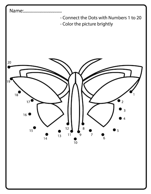 Van punt naar punt vlinder kleurplaat voor kinderen Van punt naar punt op nummer activiteit voor kinderen en peuters