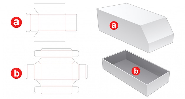 Vector van shaped box and lid die cut template