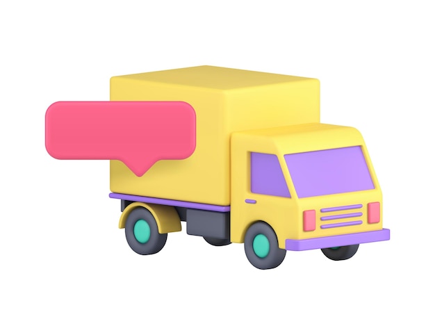 Вектор van truck cargo transportation automobile delivery moving with quick tips 3d icon realistic vector