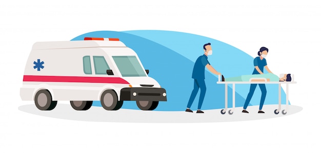 van twee verpleegkundigen die patiënten naar het ziekenhuis brengen na ambulancezorg