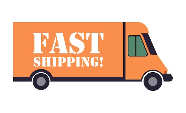 Van with the inscription fast shipping Moving transportation car truck courier mail SSTK bold Vector line icon for Business