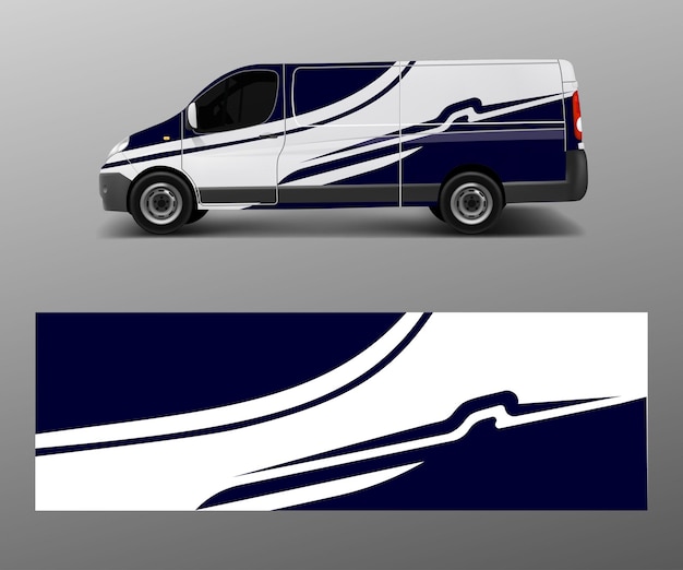 Van Wrap design template vector with wave shapes decal wrap and sticker template vector