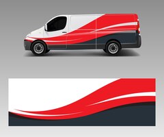 Vector van wrap design template vector with wave shapes decal wrap and sticker template vector