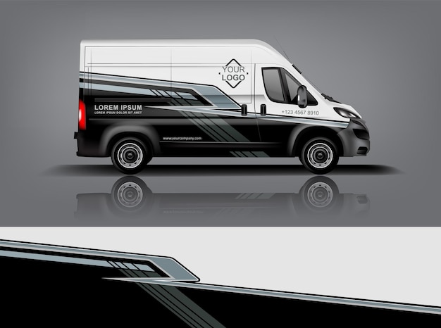 Дизайн упаковки фургона. Дизайн наклейки и наклейки для компании eps 10. Векторный формат dekal a1.