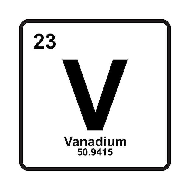 Vector vanadium icon chemical element in the periodic table