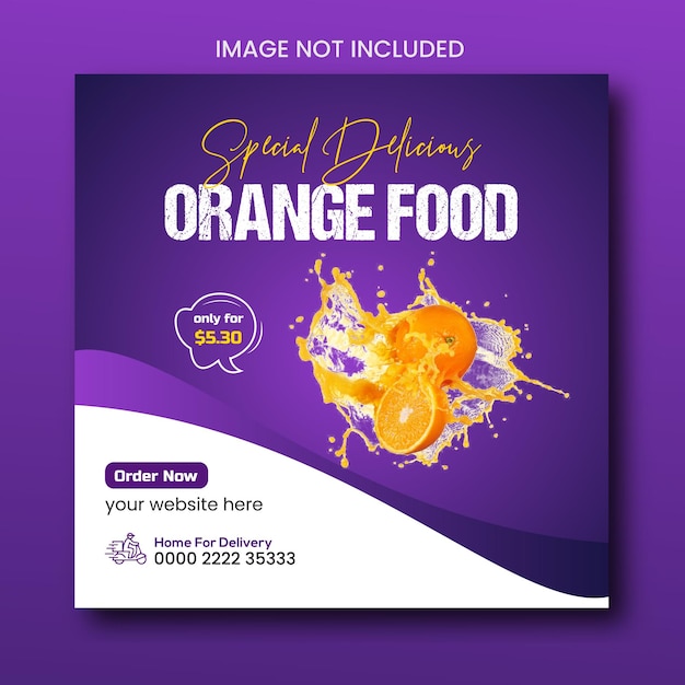 vandaag Oranje verse drankjes eten heerlijke sociale media-promotie en Instagram-bannerpostontwerp