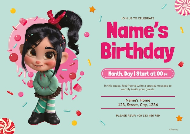 Vanellopes Birthday Invitation