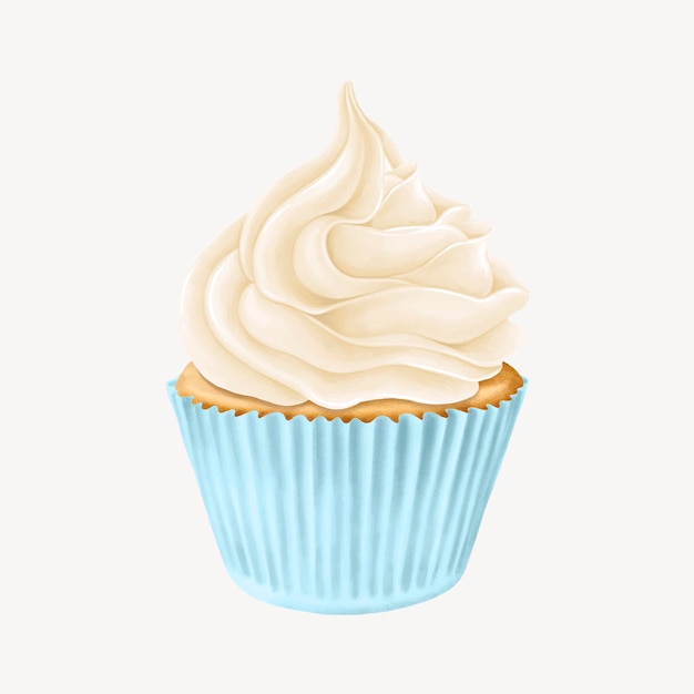 バニラカップケーキ 美味しいベーカリーデザート イラストベクトル