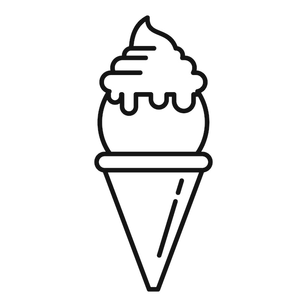 Вектор Иконка ванильного мороженого. контур векторной иконки ванильного мороженого для веб-дизайна, выделенный на белом фоне.
