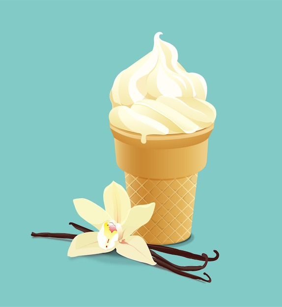 Vanilla ice cream premium vector