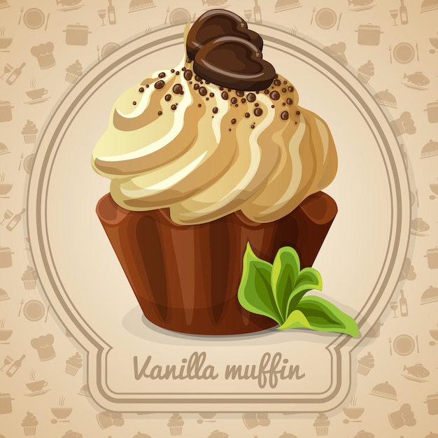 Vanilla muffin illustration