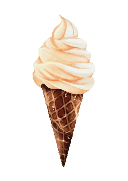 Vanilla two tone ice cream watercolor vector design