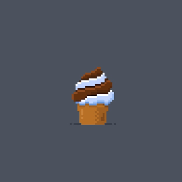 vanille chocolade-ijs in pixel art-stijl