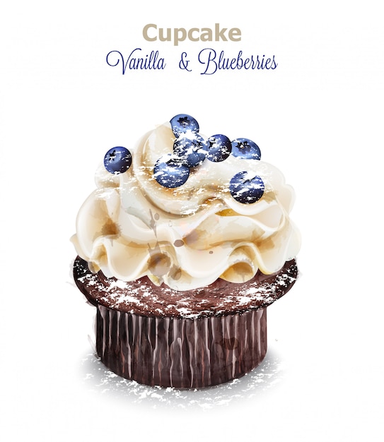 Vanille en bosbessen cupcake