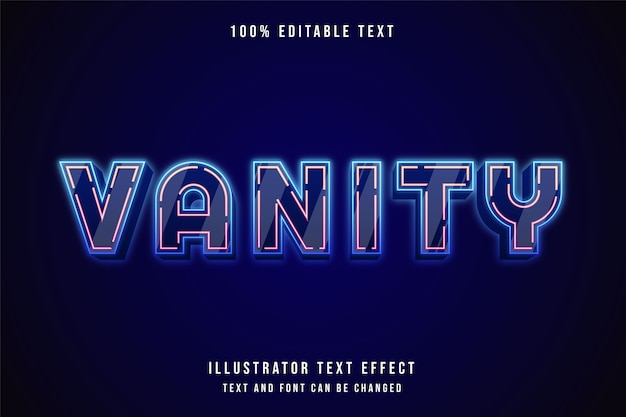 Vanity, 3d bewerkbaar teksteffect. neon effect