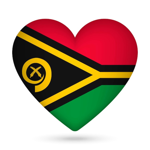 Vanuatu flag in heart shape Vector illustration