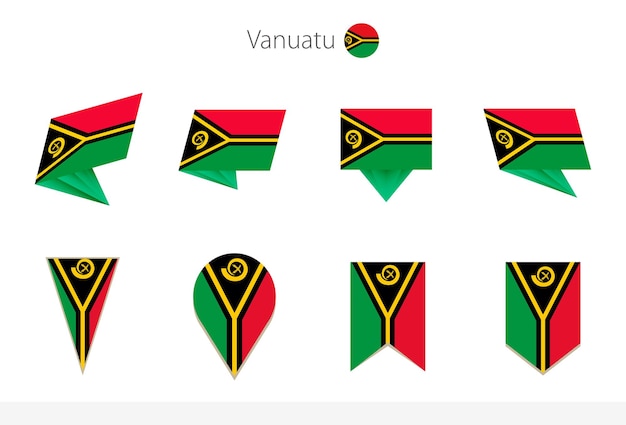 Collezione di bandiere nazionali vanuatu otto versioni di bandiere vettoriali vanuatu