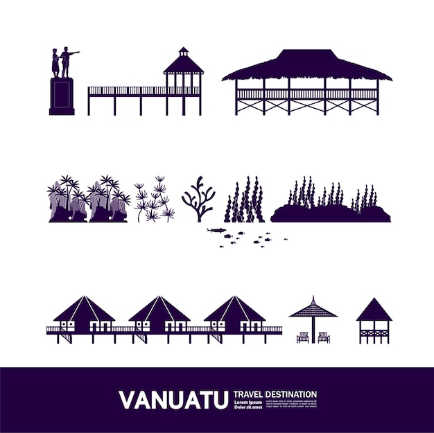 Illustrazione vettoriale di destinazione di viaggio vanuatu.