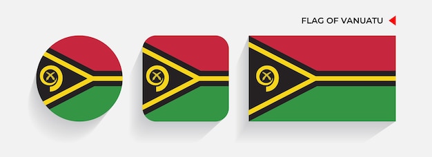 Vanuatu Vlaggen gerangschikt in ronde vierkante en rechthoekige vormen