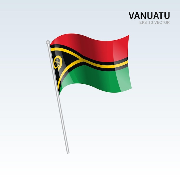 Vanuatu zwaaiende vlag geïsoleerd op grijs