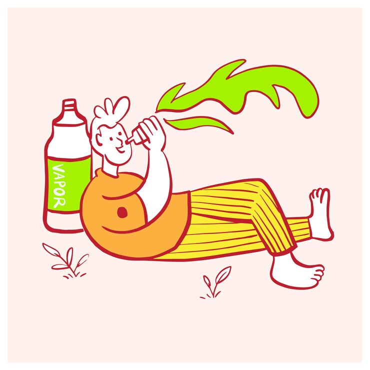 Vector 진정 포즈와 vape 캐릭터 일러스트