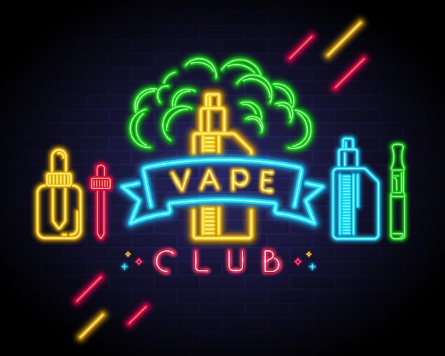 Vape club bord met neonlicht gloeiend element