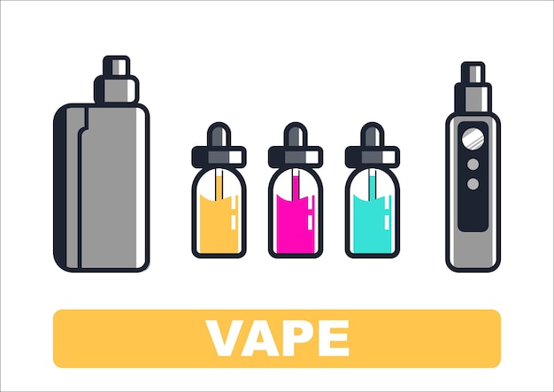 Vector vape design illustration and a liquid