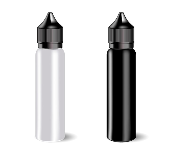 Vector vape e liquid bottles set with label.