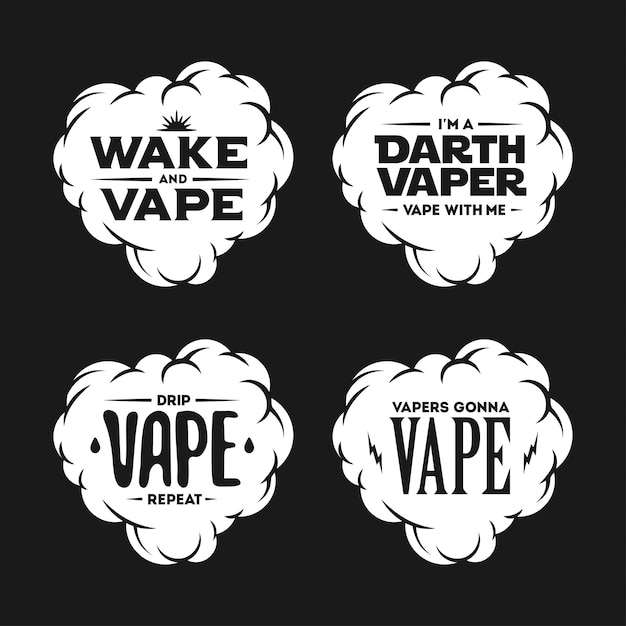 Vape gerelateerde t-shirt vintage ontwerpen set. Citaten over vapen