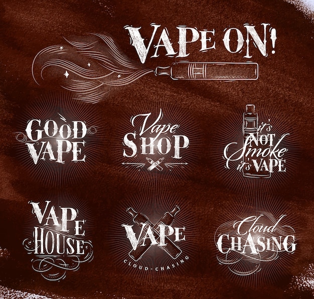 Vape-labels in vintage stijl belettering