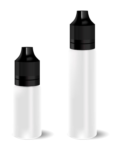 Set di bottiglie con contagocce liquido vape. realistico essenziale