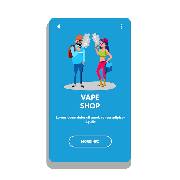 Vape shop clients vaping e-cigarette device