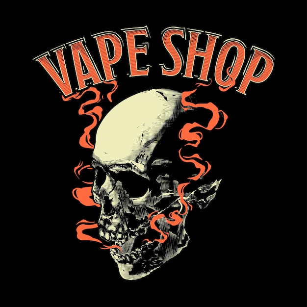 Vape 상점 해골 Vaper 그림 vape 상점 vape 해골 벡터 일러스트 레이션